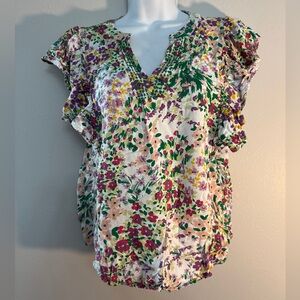 🐿️ Maurices Floral Ruffle Sleeve Top – Size M